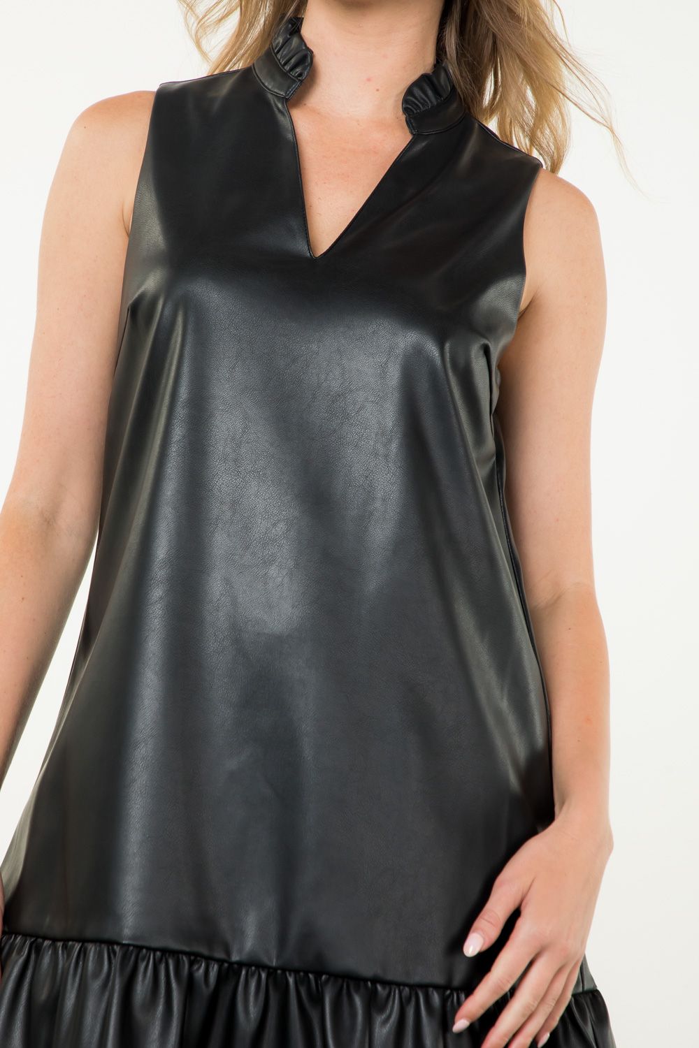 Leather & Ruffles Dress