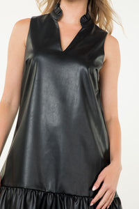 Leather & Ruffles Dress