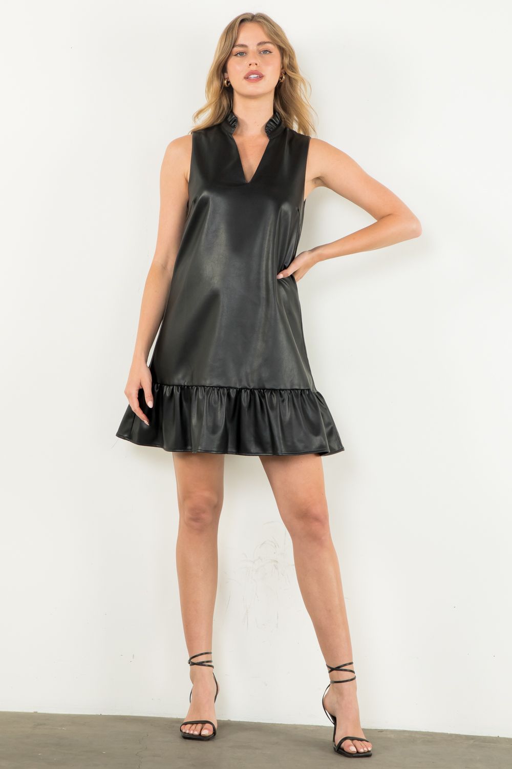 Leather & Ruffles Dress