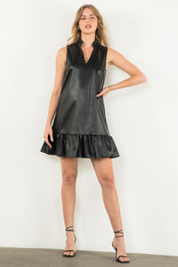 Leather & Ruffles Dress