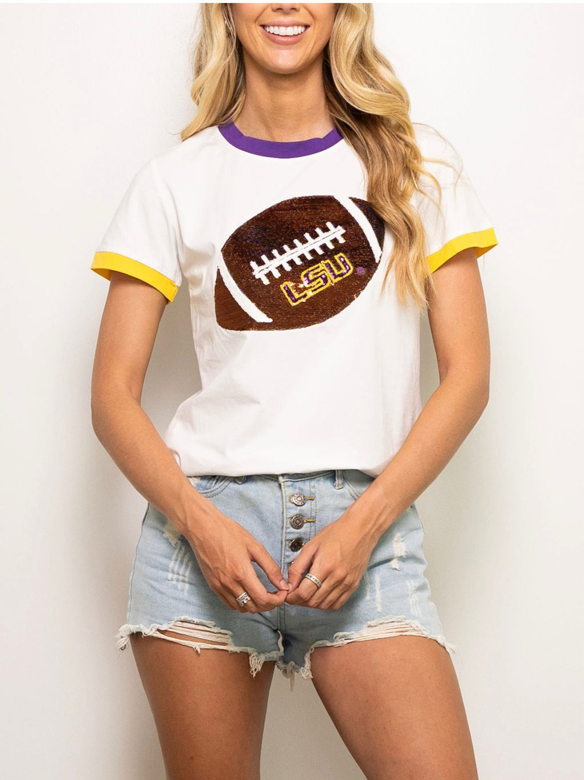 LSU Football Ringer Tee