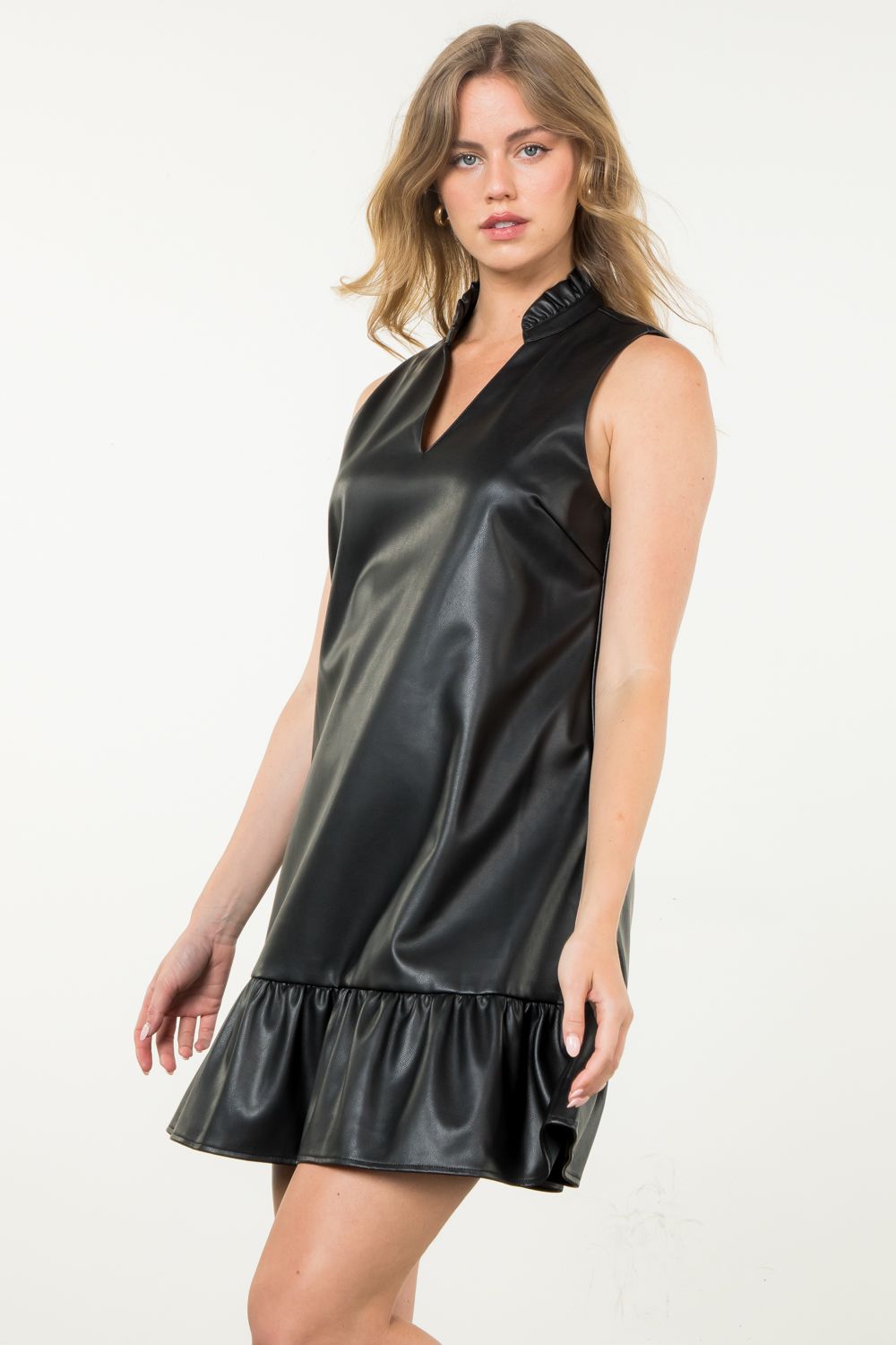Leather & Ruffles Dress