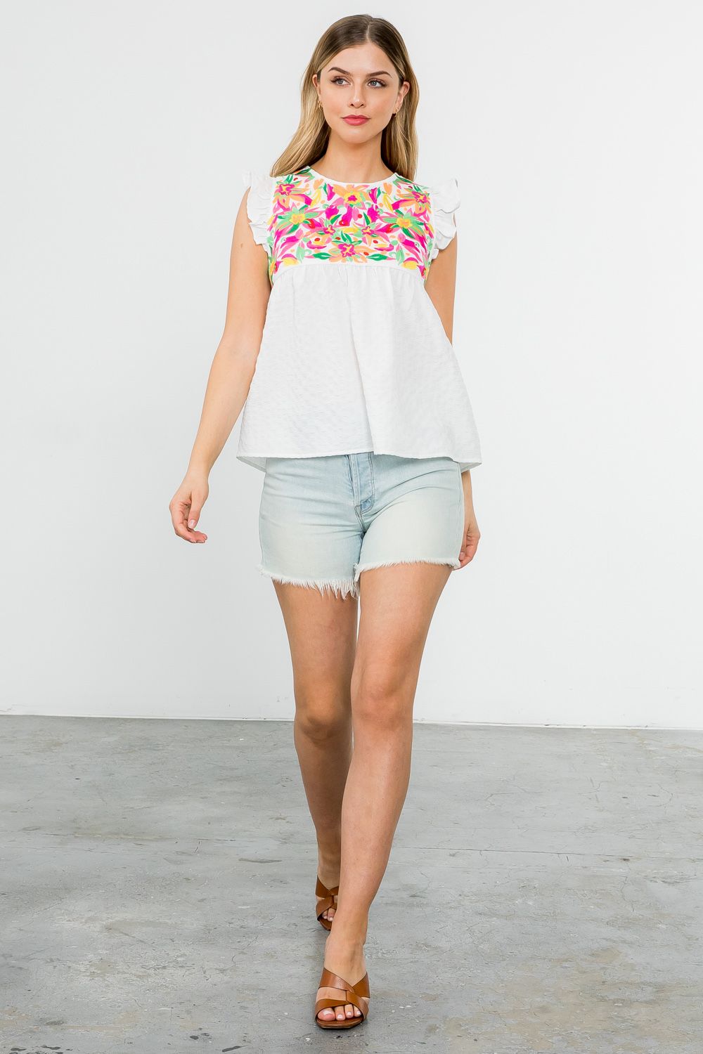 White Flutter Top